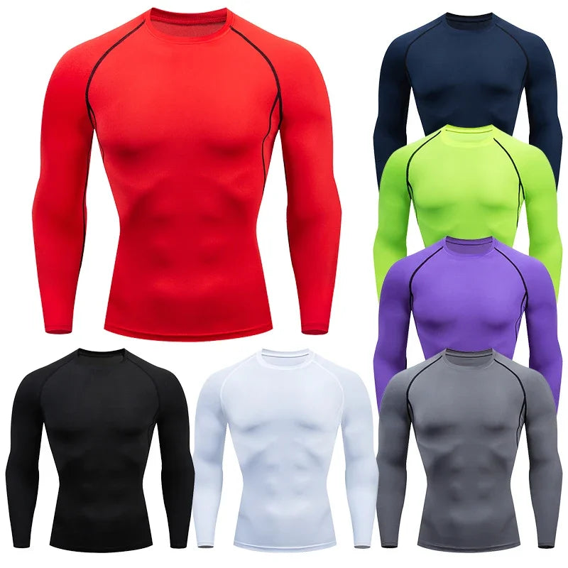 Men's Performance Compression Shirt - Long Sleeve Quick-Dry Athletic Top