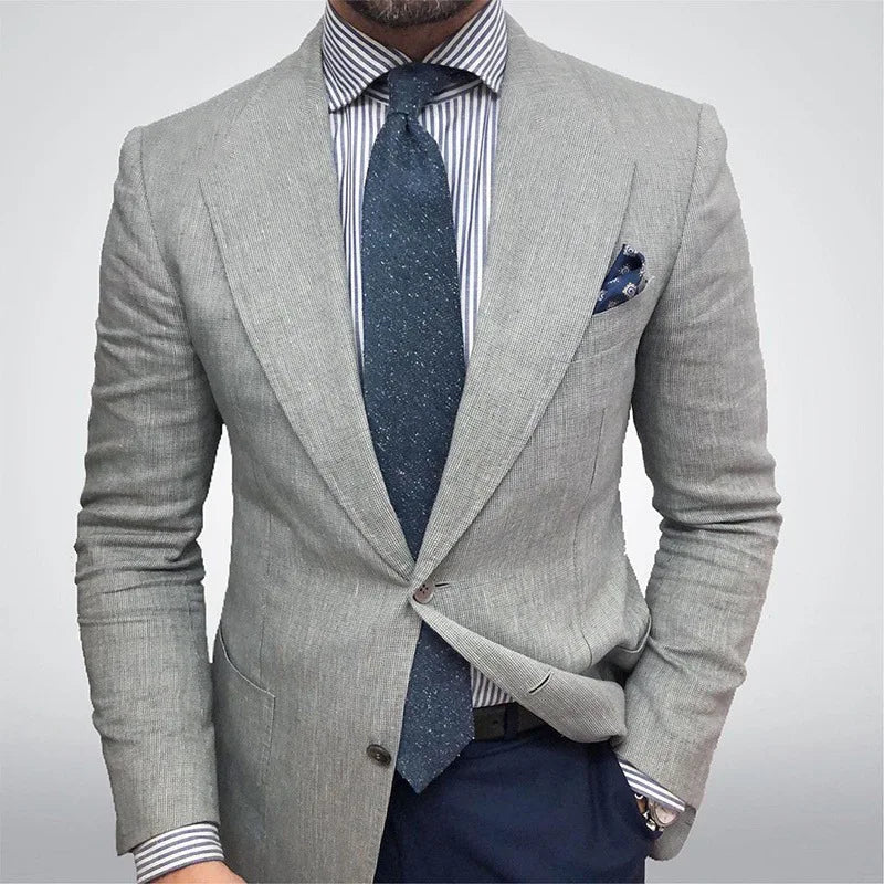 Men Blazers Coat Suits Office 2025 Autumn Outerwear Double Buttons Turn Down Collar Pockets Business Casual Blazer Suit Jacket