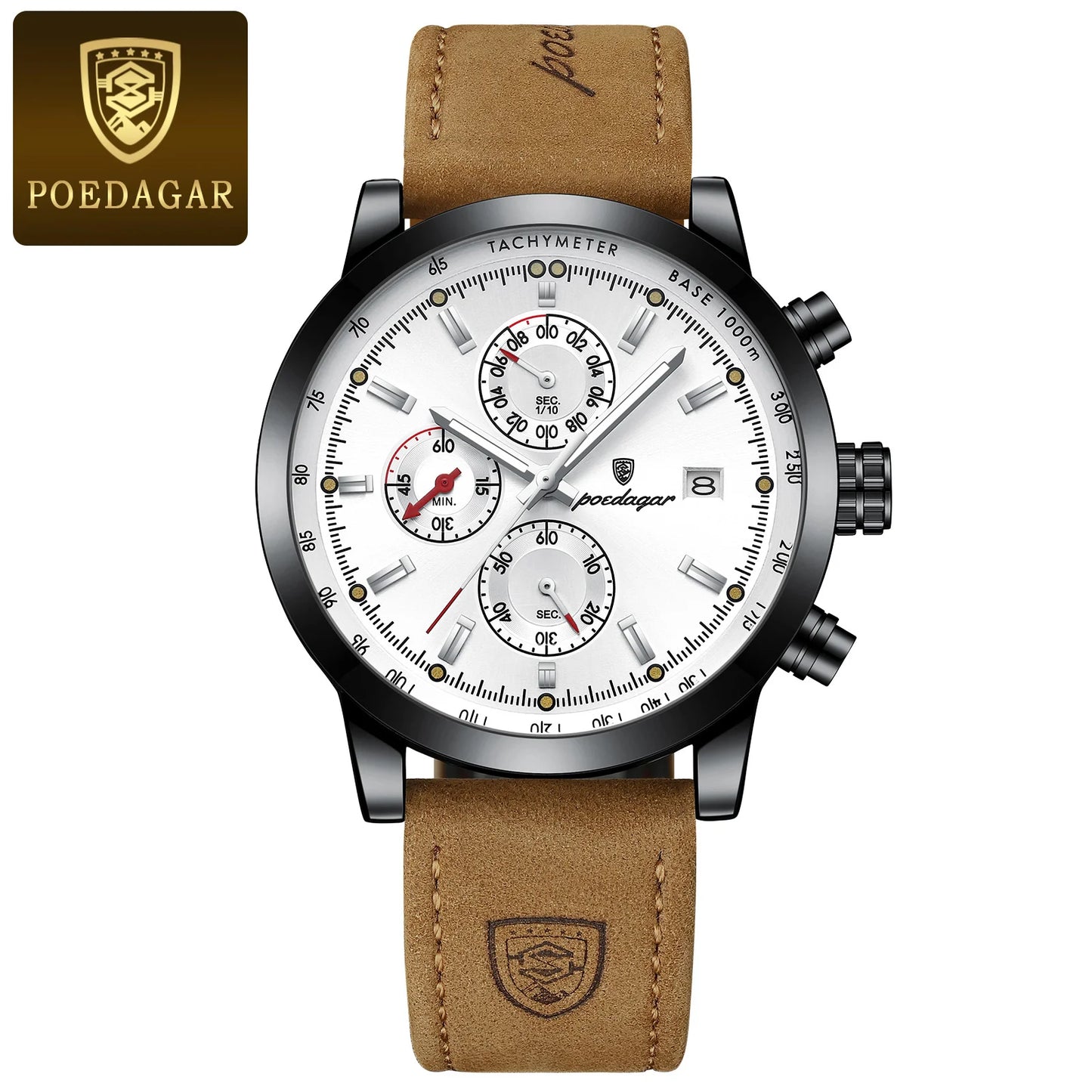 Luxury Men's Chronograph Watch - Waterproof Leather Quartz Timepiece