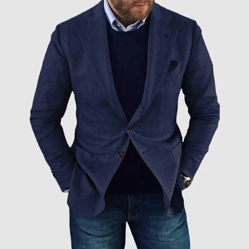 Men Blazers Coat Suits Office 2025 Autumn Outerwear Double Buttons Turn Down Collar Pockets Business Casual Blazer Suit Jacket