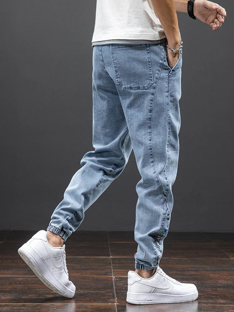 Men's Cargo Denim Joggers - Streetwear Harem Pants