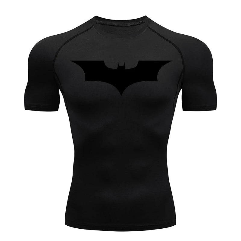 Men's Bat Print Compression Shirt - Quick Dry Athletic Performance Tee