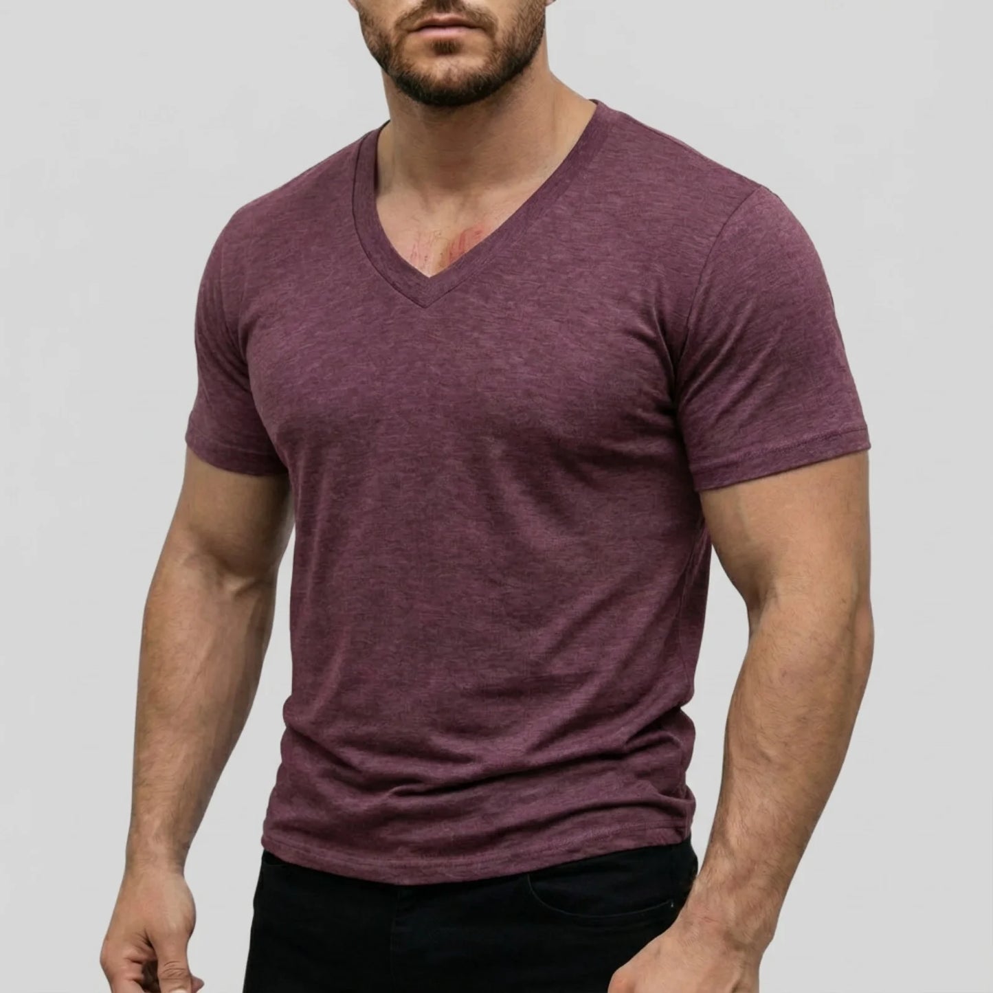 Men's Casual Fashion Simple V-Neck Short Sleeved T-Shirt Summer Comfortable Breathable Versatile Top