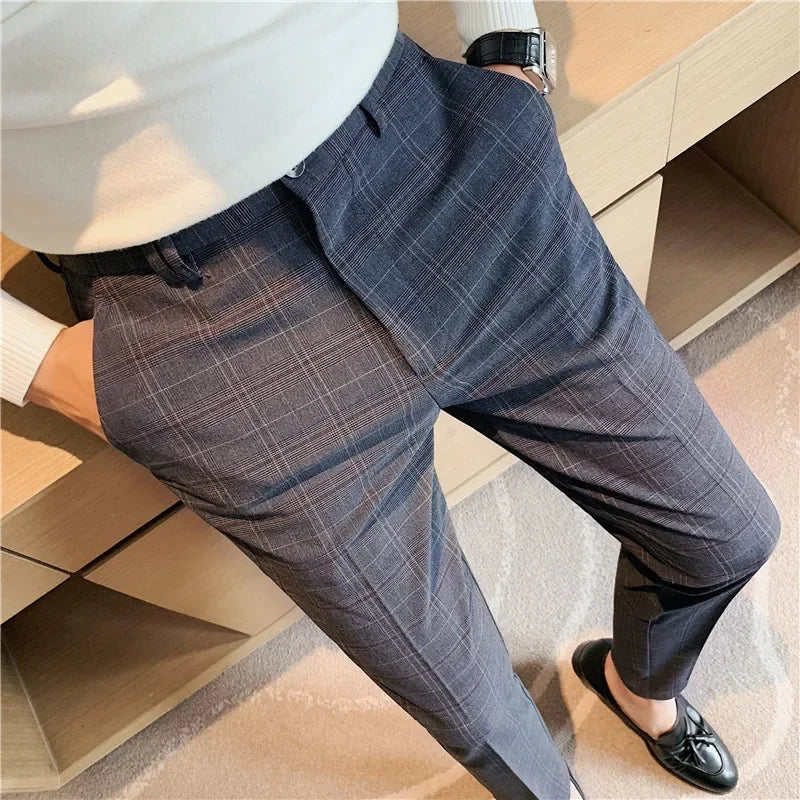 Men Business Casual Slim Formal Suit Pants