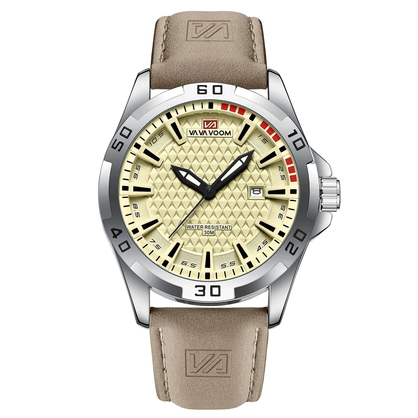 VA VA VOOM Men's Sport Watch - Military Quartz Calendar Leather Waterproof