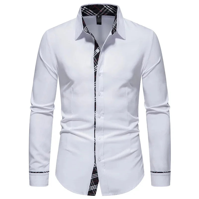 Men's Shirts Formal Shirts Slim Fit Long Sleeve Button Business Office Formal Shirts Pocket Men's Tops New Multicolor XS-6XL