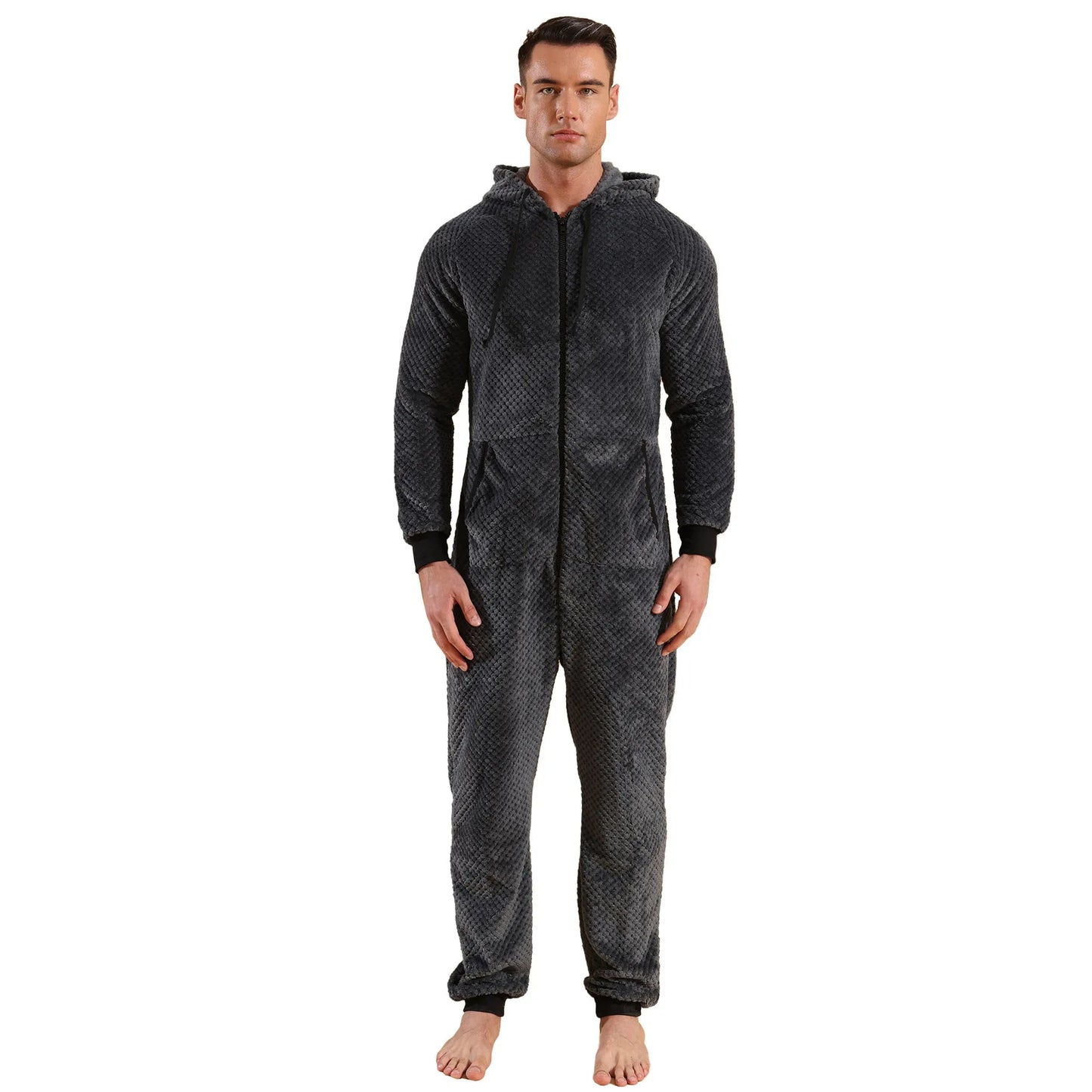 Men's Hooded Fleece Onesie - Camouflage Winter Jumpsuit
