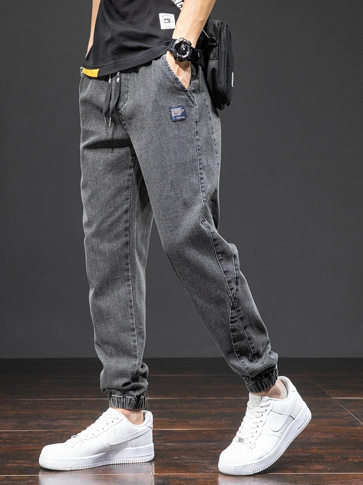 Men's Cargo Denim Joggers - Streetwear Harem Pants