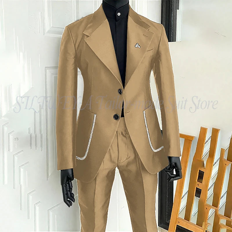 Men's 2 Piece Suit Blazer Pants Single Breasted Daily Work Business Casual Party Traje De Hombre Elegante