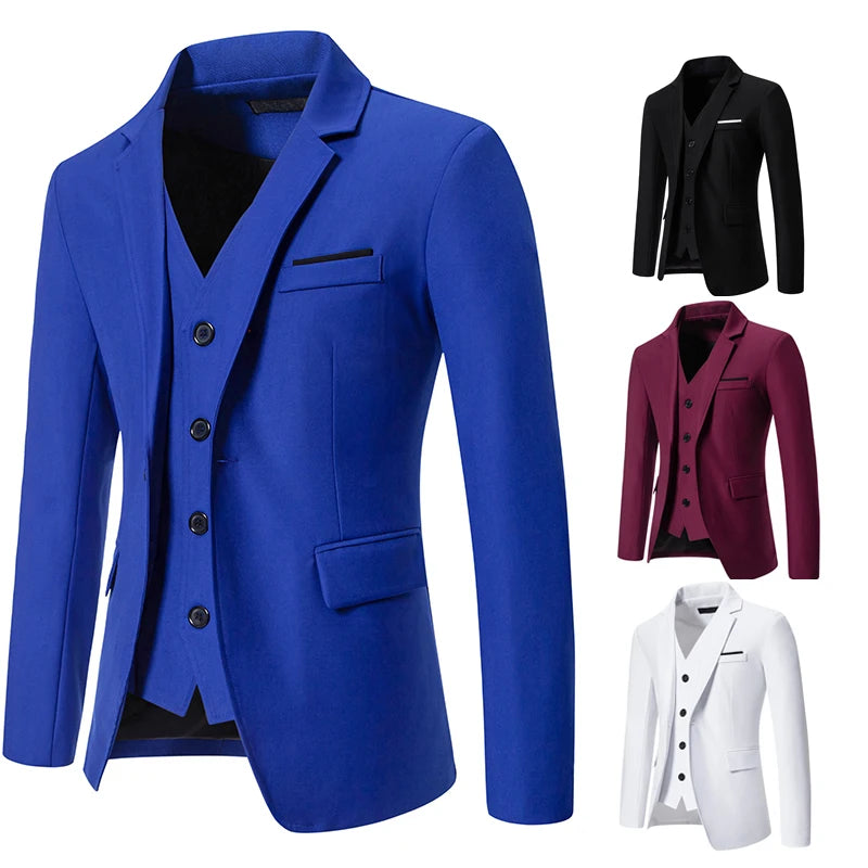 Men's Fashion Gentleman Solid Color Comfortable Business Wedding Casual Banquet Slim Blazer