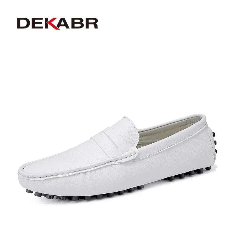 Men's Genuine Leather Loafers - Slip-On Casual Driving Shoes
