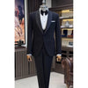 Black Suits for Men Elegant Shawl Lapel One Button Male Suit Slim (Jacket+Vest+Pants) Banquet Prom Wedding Party Tuxedo 3 Piece