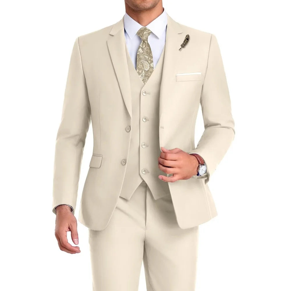 High-Quality Slim Fit Men's Suit Luxury Elegant Business Wedding Fashion Clothing