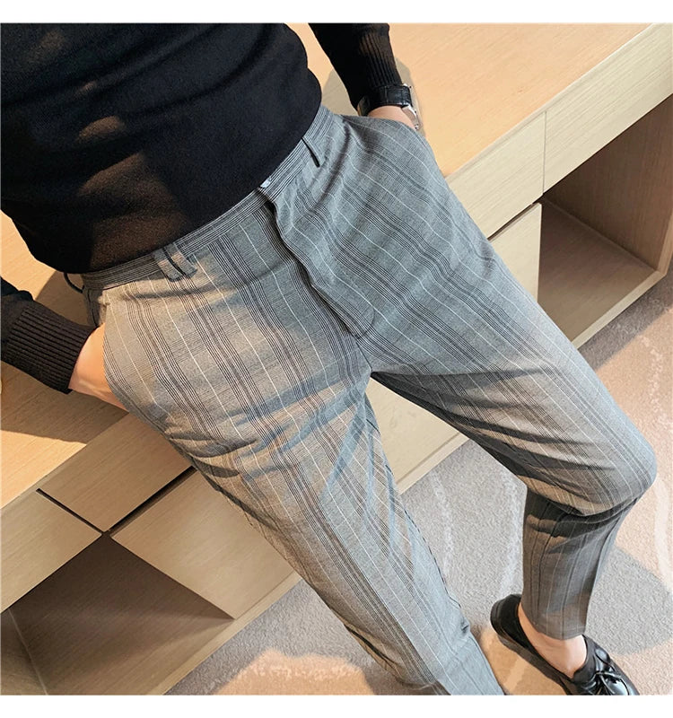 Men Business Casual Slim Formal Suit Pants