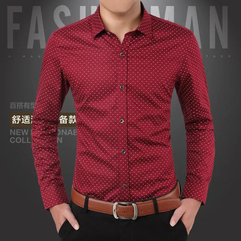 Men's Floral Dress Shirt - Slim Fit Long Sleeve