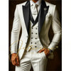 White Suit Set For Men Wedding Party Fashion Blazer Vest Pants Formal  Groom Groomsmen Tailor-made Male High Quality Tuxedos