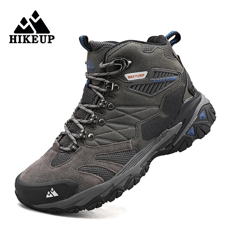 Men's High-Top Hiking Boots - Leather Outdoor Trekking Shoes for Winter