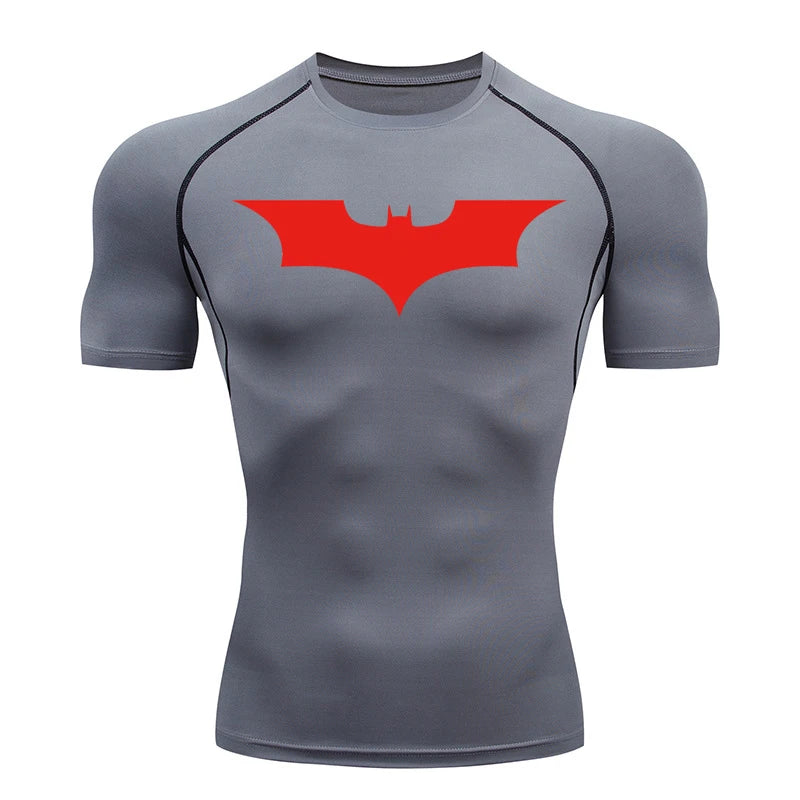 Men's Bat Print Compression Shirt - Quick Dry Athletic Performance Tee