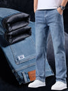 Men's Business Casual Straight Leg Jeans - Loose Fit Stretch Denim