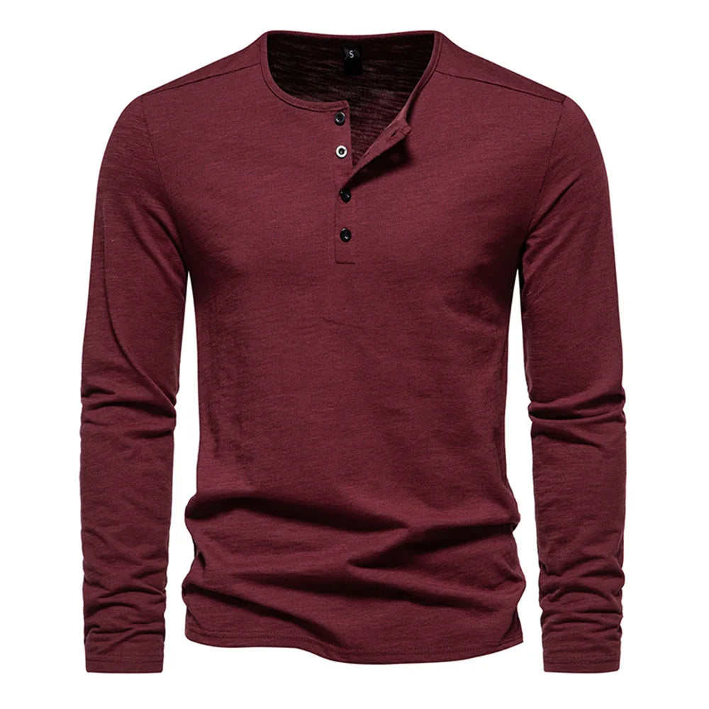 Men's Premium Cotton Long Sleeve T-Shirt - Slim Fit Casual Wear