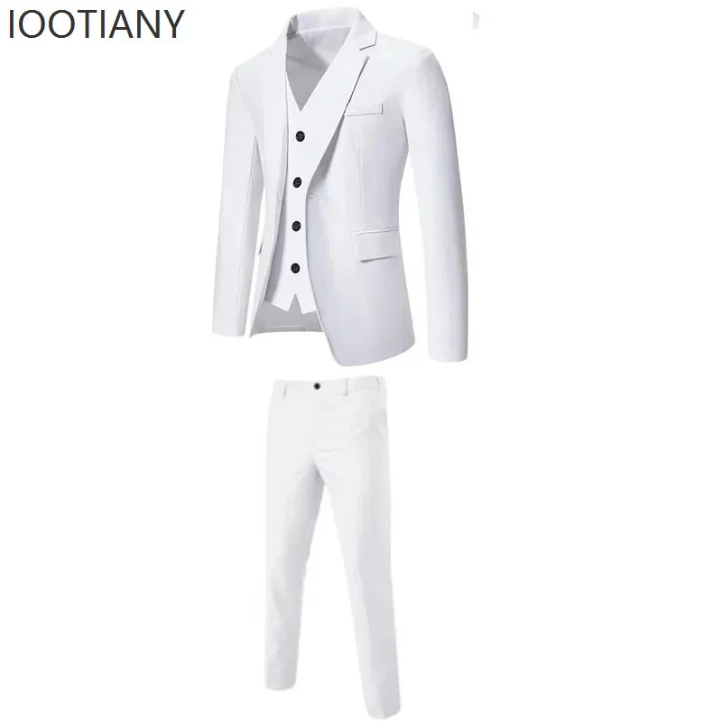 Slim Fit Business Casual Suit Vest Pants Three-piece Adult Men's Formal Wedding Party Groom Role Playing Costume