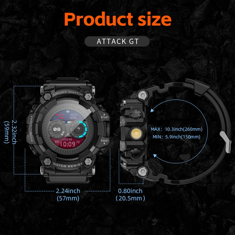LOKMAT ATTACK GT Smartwatch - 1.32" HD Bluetooth Call Sports Watch with Fitness Tracker