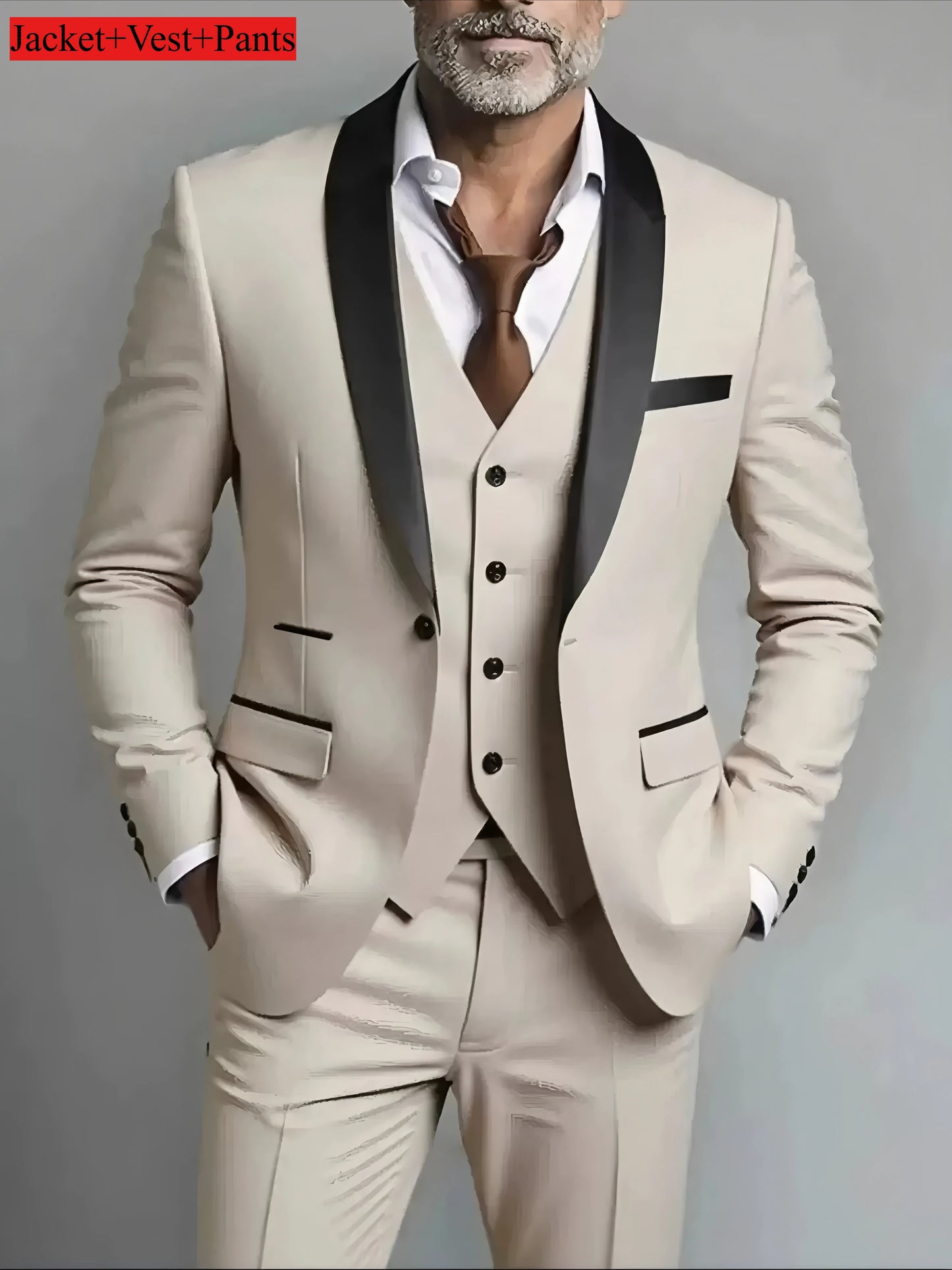 Elegant Men's 3 Piece Suit - Slim Fit Tuxedo Set for Weddings & Formal Occasions
