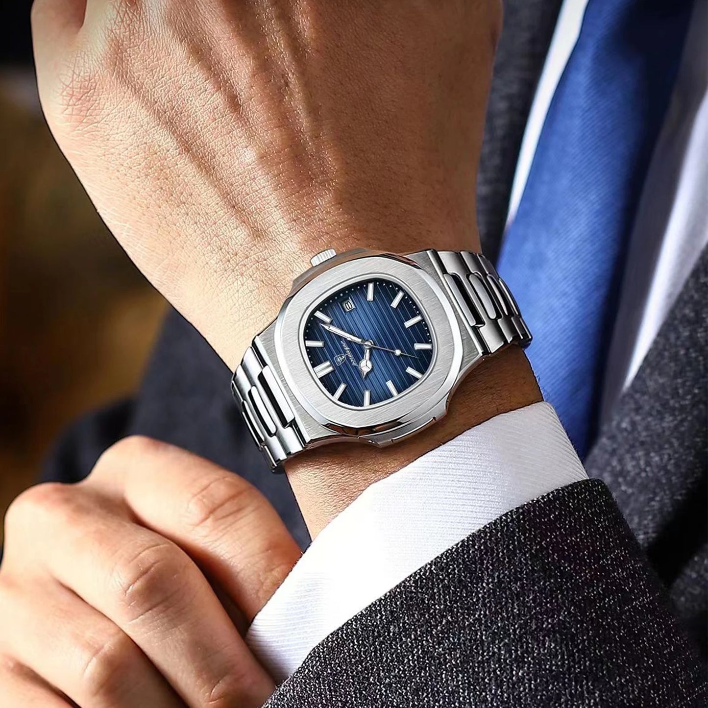 Square Luxury Men's Watch - Waterproof Stainless Steel Quartz Timepiece
