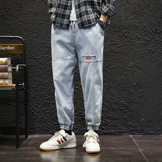 Men's Streetwear Cargo Jogger Jeans - Elastic Waist Harem Pants