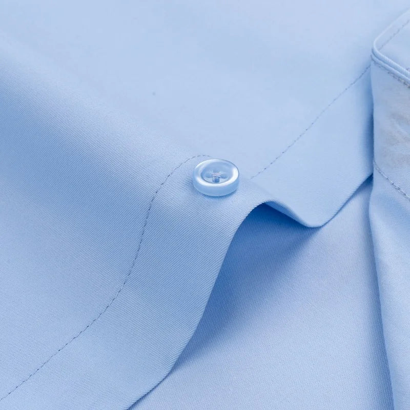 Men Formal Shirt Long Sleeve Office Solid Color Anti-Wrinkle Long Sleeve Shirt Men Casual Fashion Business Office White Shirt