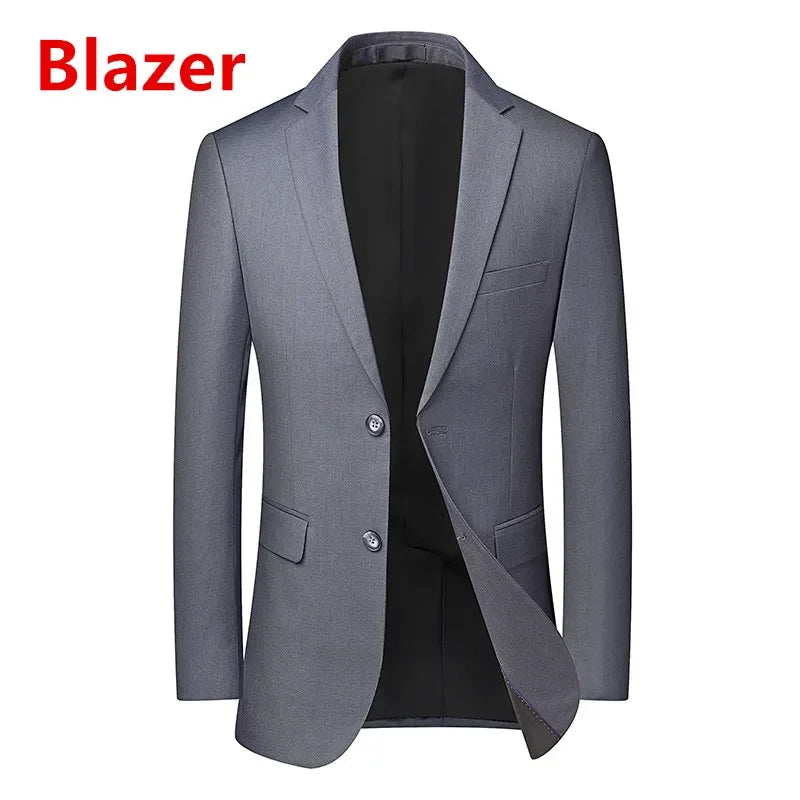Men's Solid Color Business Suit High Quality Fashion Banquet Wedding Trend Groom Best Man Single 3/2/1