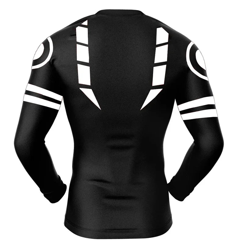 Men's 3D Anime Print Compression Shirt - Long Sleeve Athletic Base Layer