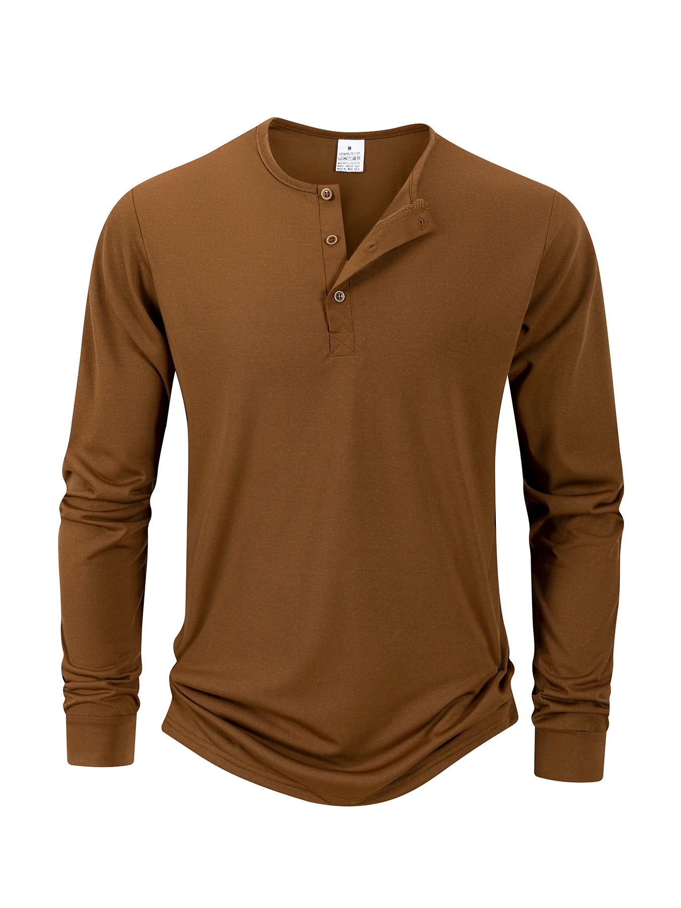 Men's T Shirt Autumn Button Long Sleeve Henley Neck Solid Color Casual Breathable Versatile Slim T-Shirts
