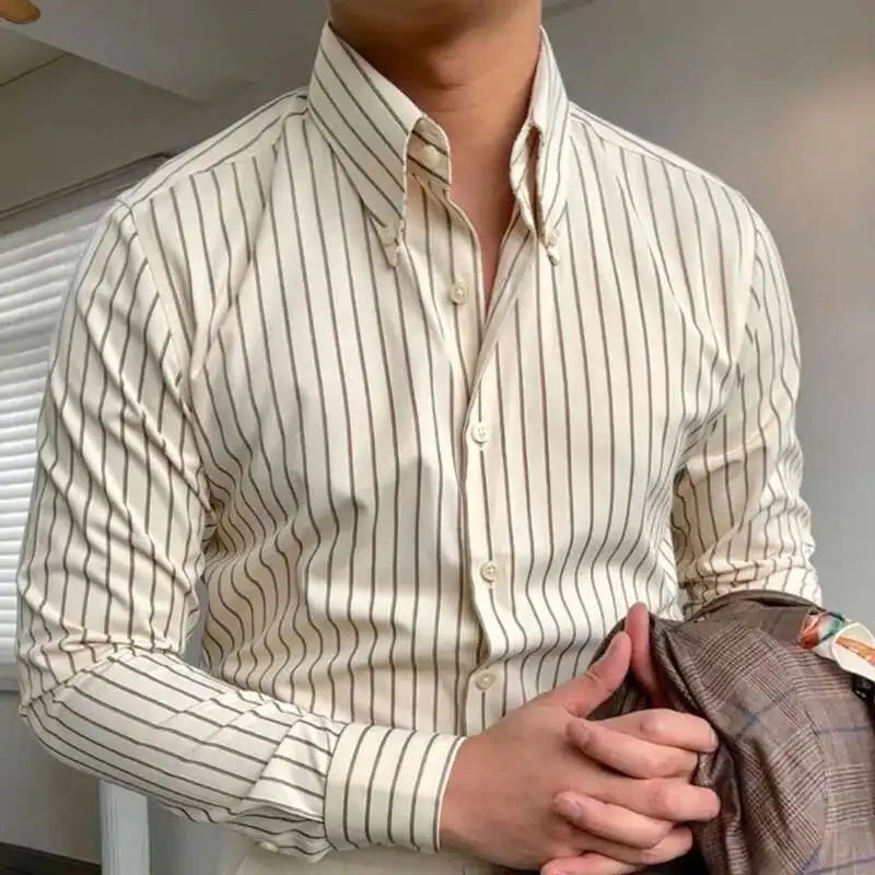Men's Striped Business Shirt - Long Sleeve