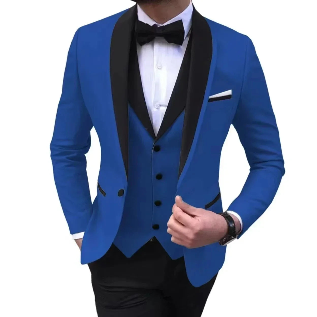 3 Pieces Blazer Vest and Pants Set Lapel Collar Single Breasted High End Men's Clothing Three-piece Groom Suit The Latest