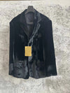 TOP-YAMAMOTO black velvet suit, a sophisticated and elegant jacket, a fitted and waist-cinching men's suit jacket