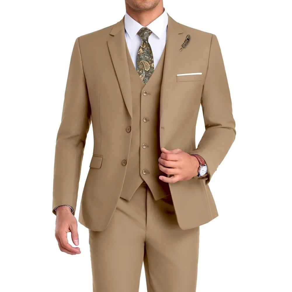 High-Quality Slim Fit Men's Suit Luxury Elegant Business Wedding Fashion Clothing