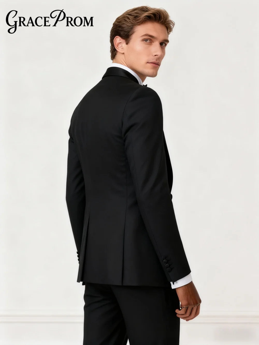 Elegant Men's Suit Jacket Black Shawl Lapel Men's Suit Set Classic Slim Fit Groom Tuxedos Banquet Suit Ceremony Only Jacket