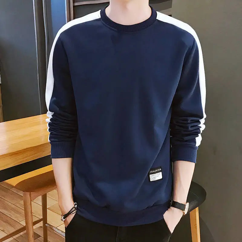 Men's Patchwork Sweatshirt - O-Neck Long Sleeve Casual Streetwear