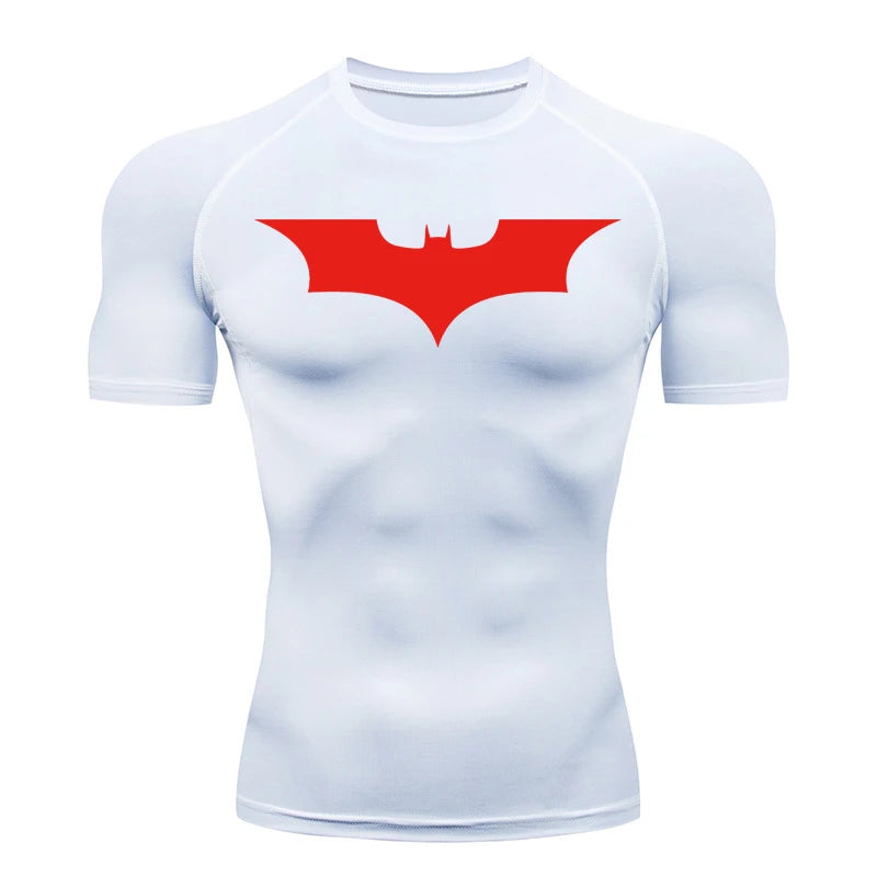 Men's Bat Print Compression Shirt - Quick Dry Athletic Performance Tee