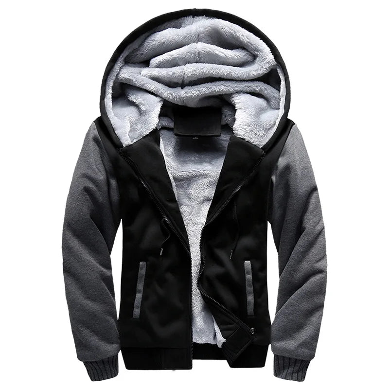 Men's Winter Fleece Hoodie Jacket - Warm Zipper Tracksuit Sweatshirt