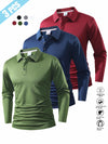 Men's Long Sleeve Shirt in Three-Piece Set, Autumn-Winter Collar Design, Solid Color, Flat Fabric, Multiple Color Options, Casual Business Wear