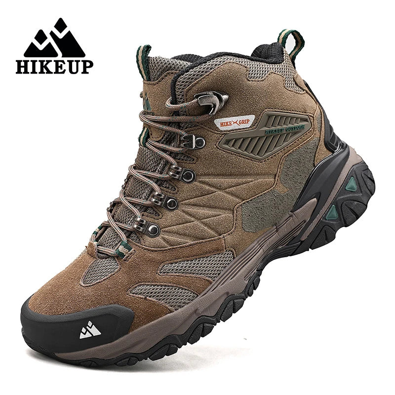 Men's High-Top Hiking Boots - Leather Outdoor Trekking Shoes for Winter