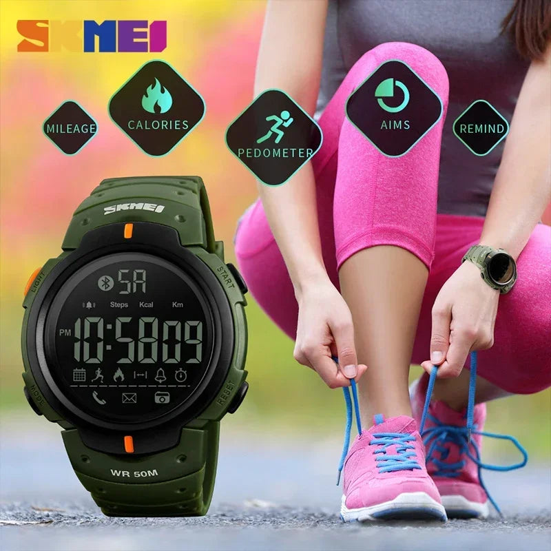 SKMEI 1301 Men's Smart Digital Watch - 5 Bar Waterproof Bluetooth Fitness Tracker
