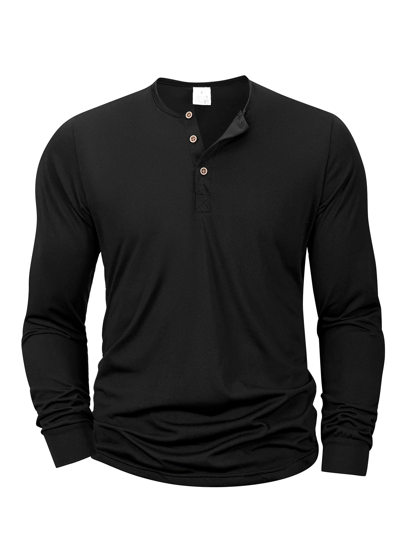 Men's Long Sleeve Henley Neck T-Shirt Slim Fit Cozy Top