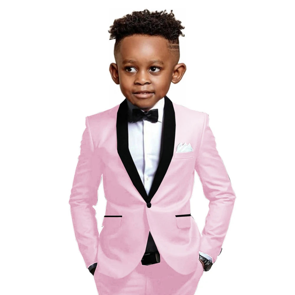Boys Suit 2-16 Years Old Jacket Pants 2 Piece Set Wedding Tuxedos Kids Formal Party Clothes Customized
