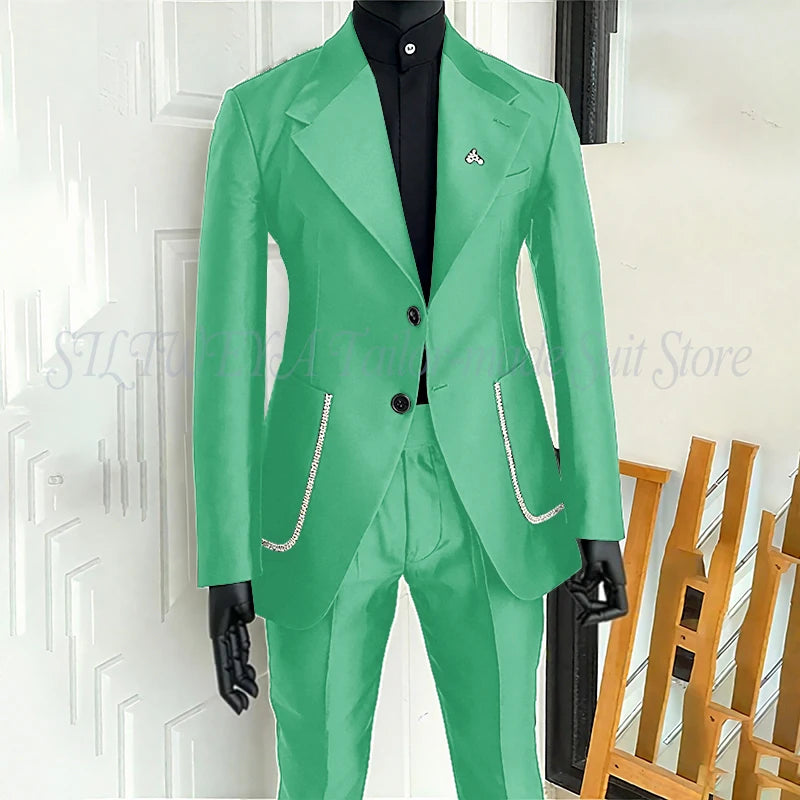 Men's 2 Piece Suit Blazer Pants Single Breasted Daily Work Business Casual Party Traje De Hombre Elegante