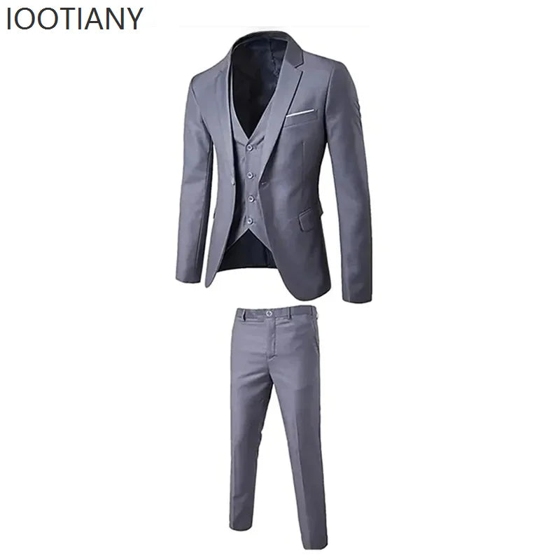 Slim Fit Business Casual Suit Vest Pants Three-piece Adult Men's Formal Wedding Party Groom Role Playing Costume