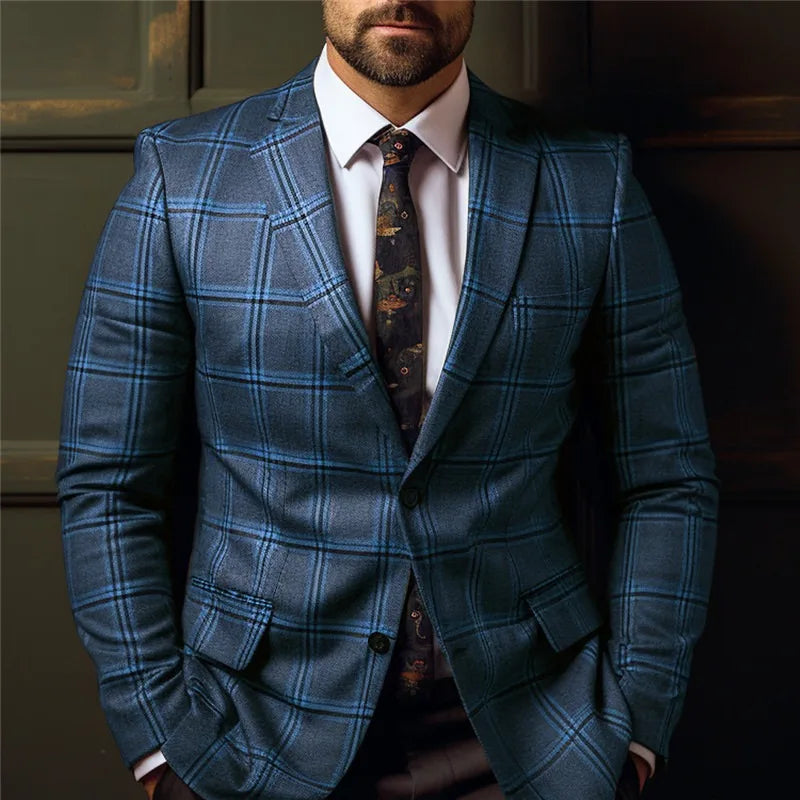 Men Blazers Coat Suits Office 2025 Autumn Outerwear Double Buttons Turn Down Collar Pockets Business Casual Blazer Suit Jacket