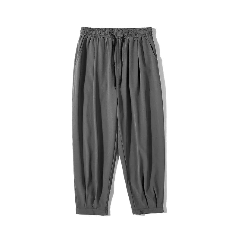 Men's High-Waist Casual Trousers with Pockets